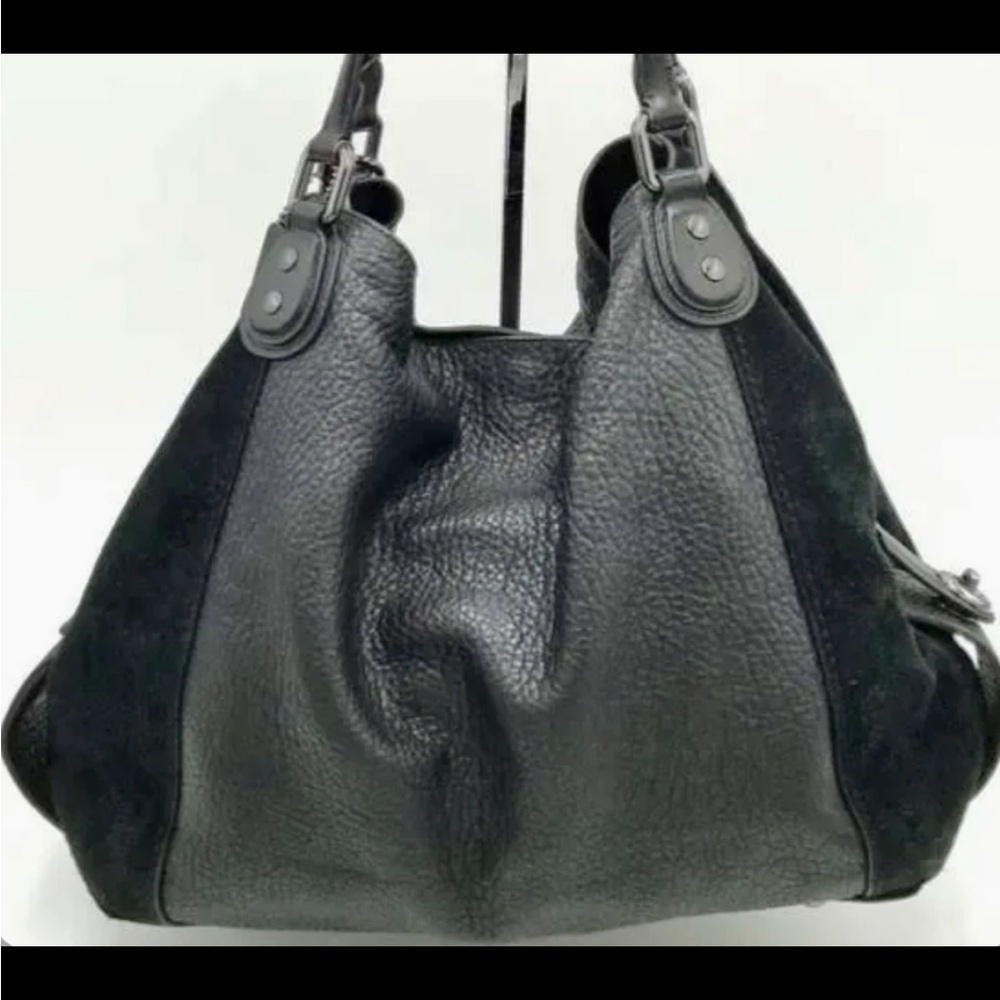 Coach XL Black Suede Leather Hobo Shoulder Bag